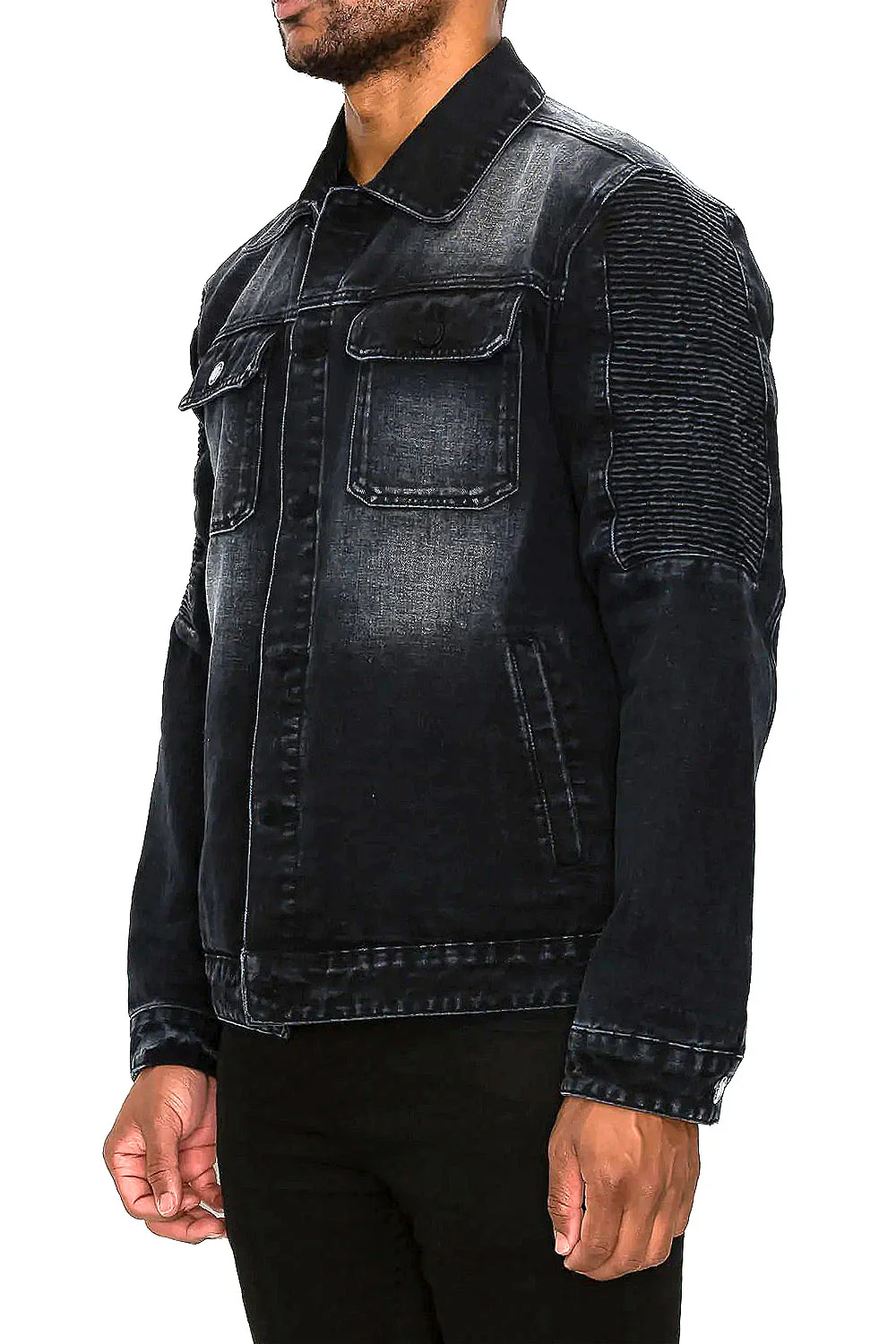 Biker Washed Denim Jacket - Image 10