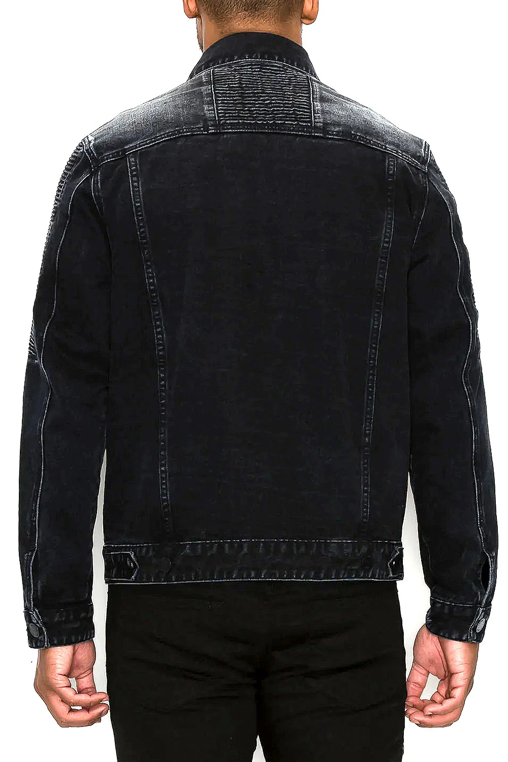 Biker Washed Denim Jacket - Image 11