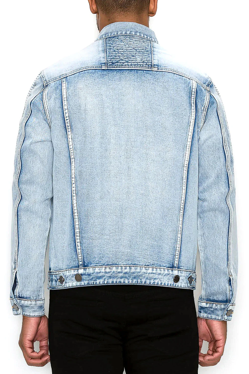 Biker Washed Denim Jacket - Image 4
