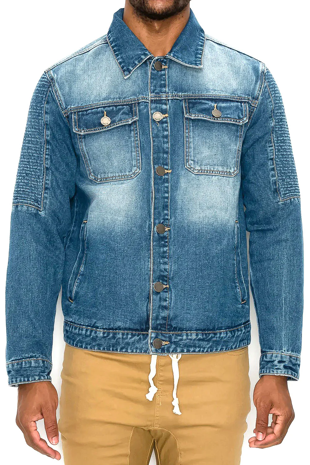 Biker Washed Denim Jacket - Image 5
