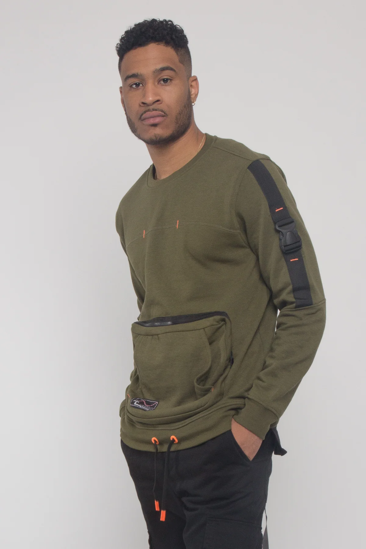 Buckled Front Pocket Pullover Crewneck - Image 20