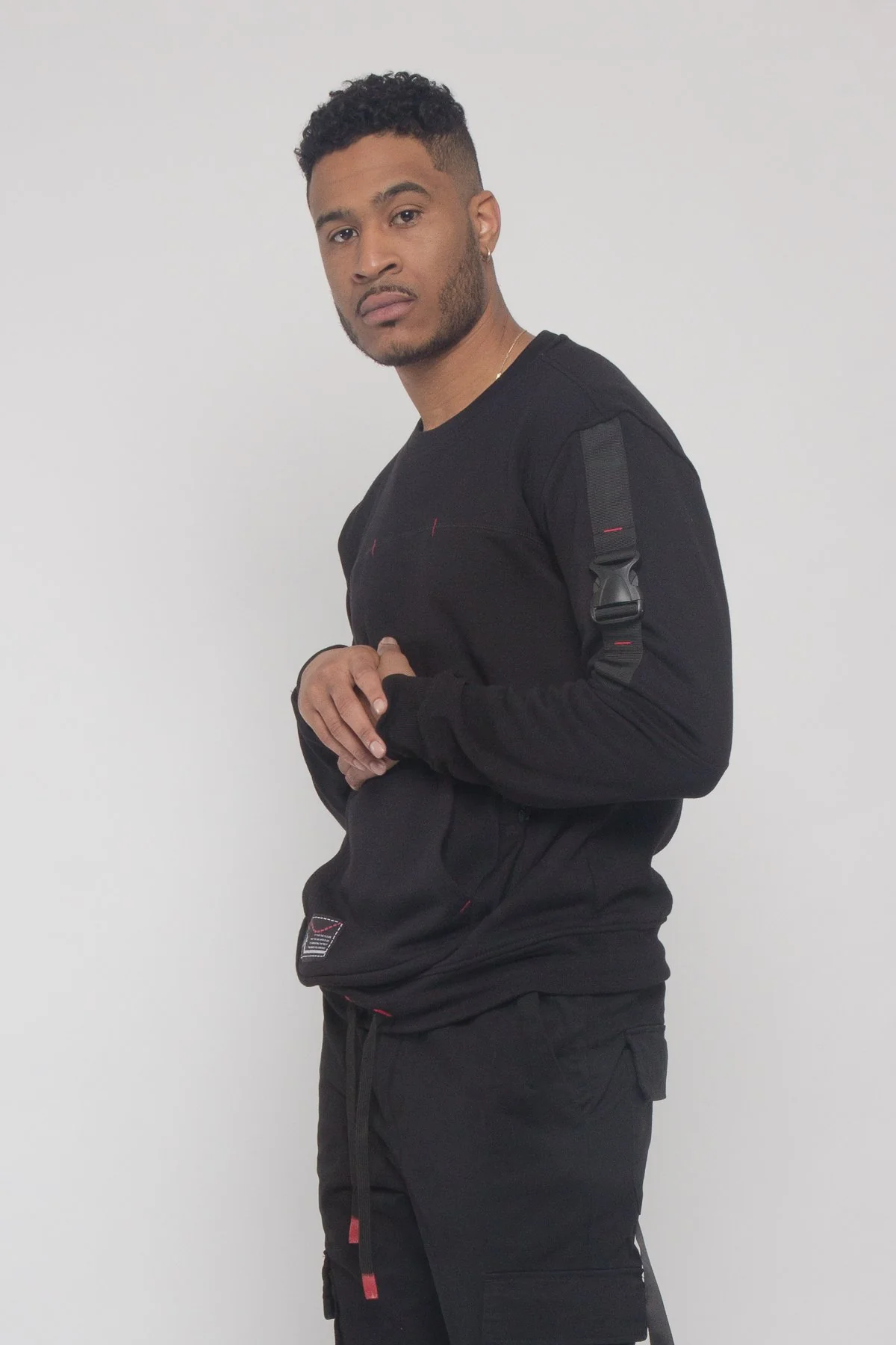 Buckled Front Pocket Pullover Crewneck - Image 3