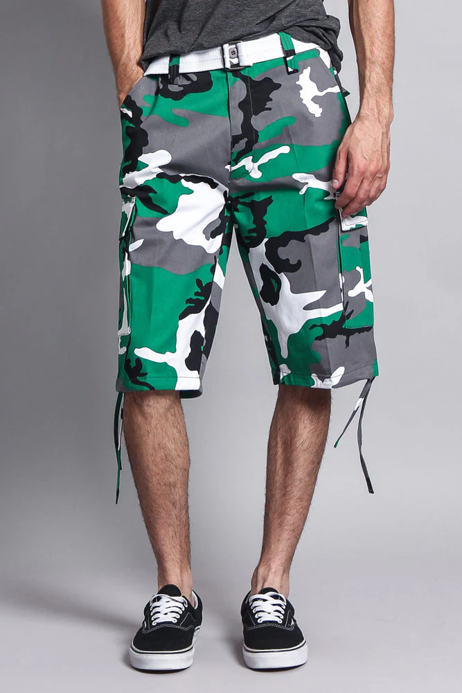Belted Camo Cargo Shorts - Image 11
