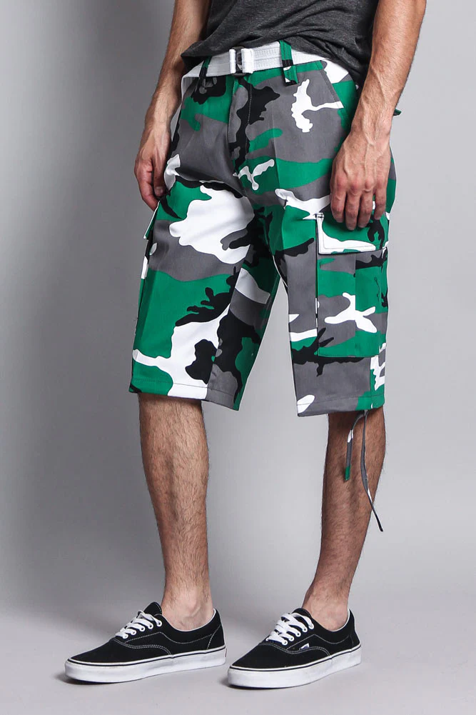 Belted Camo Cargo Shorts - Image 12