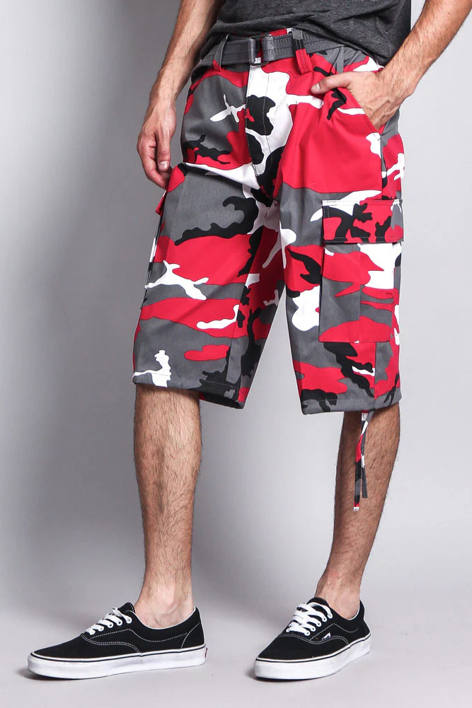 Belted Camo Cargo Shorts - Image 37