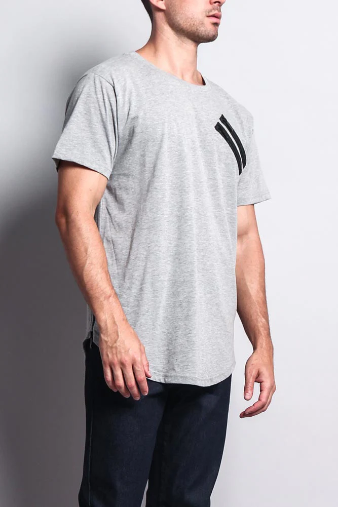 Chest Double Zipper Fishtail Long Length Curved Hem T-Shirt - Image 10