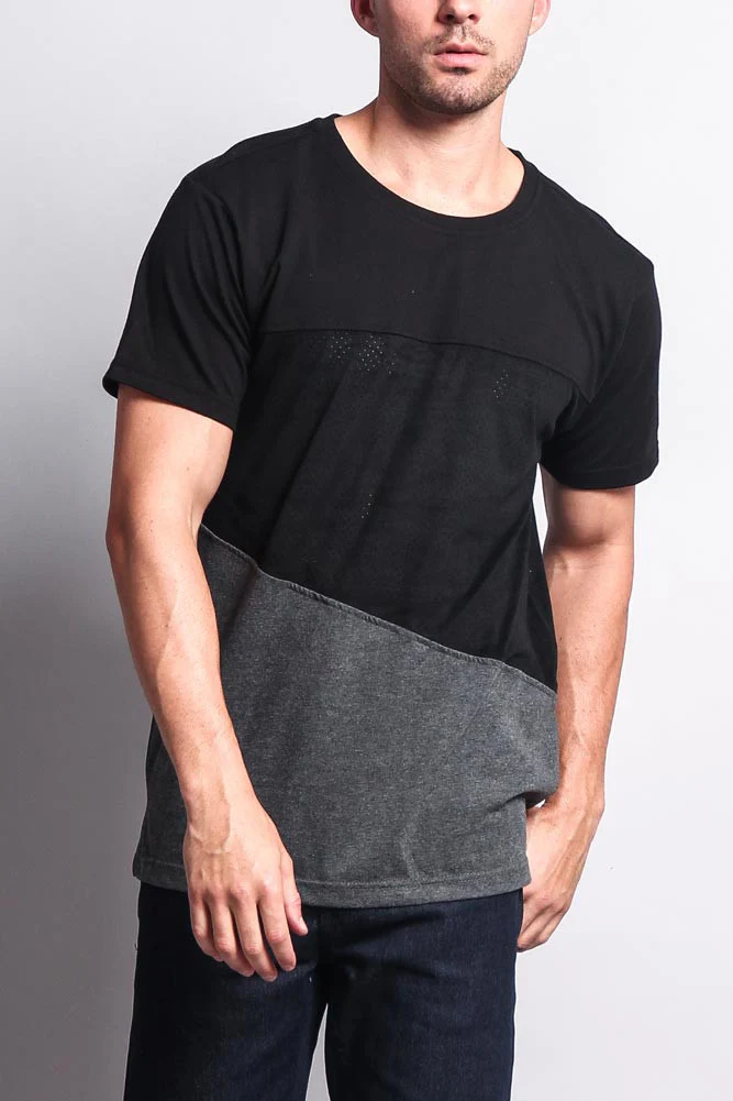 Colorblock Poly Suede Mesh T-Shirt - Image 16