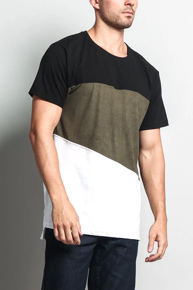 Colorblock Poly Suede Mesh T-Shirt - Image 20
