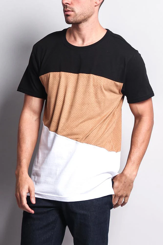 Colorblock Poly Suede Mesh T-Shirt - Image 28