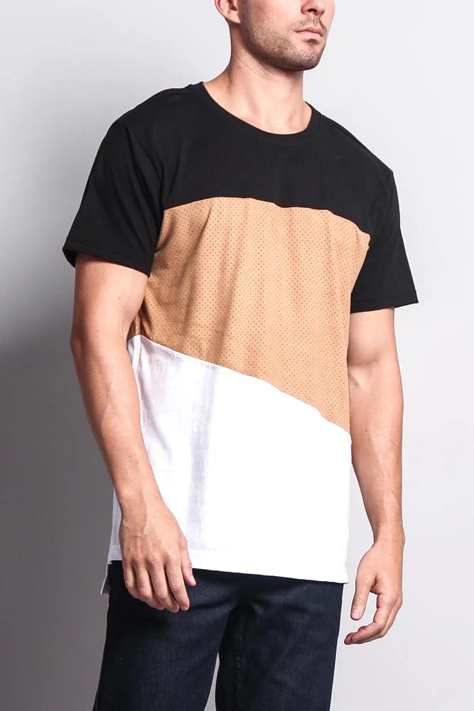 Colorblock Poly Suede Mesh T-Shirt - Image 30