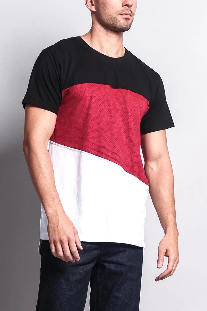 Colorblock Poly Suede Mesh T-Shirt - Image 5