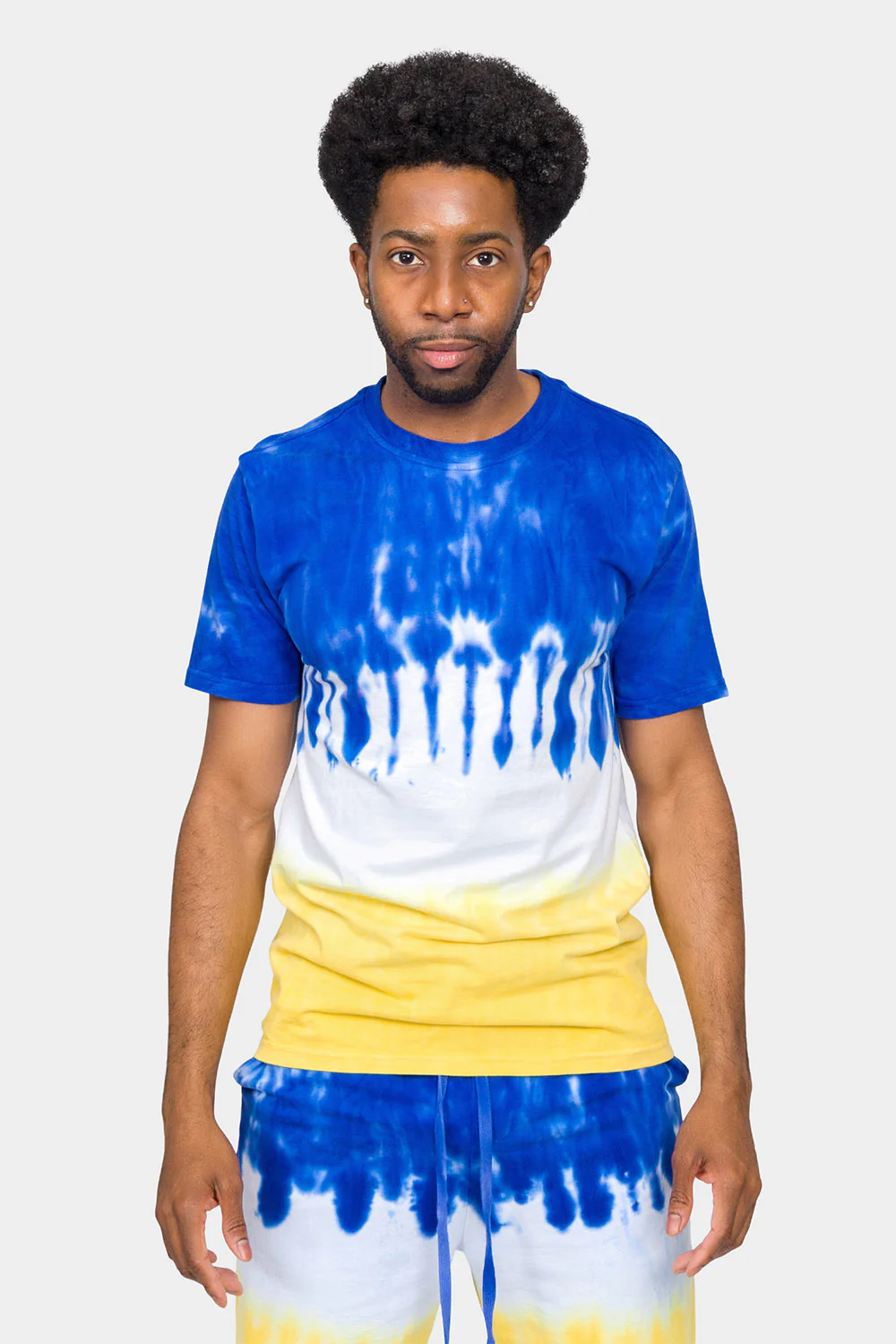 Colorblock Tie Dye Cotton Shirt Shorts Set - Image 11