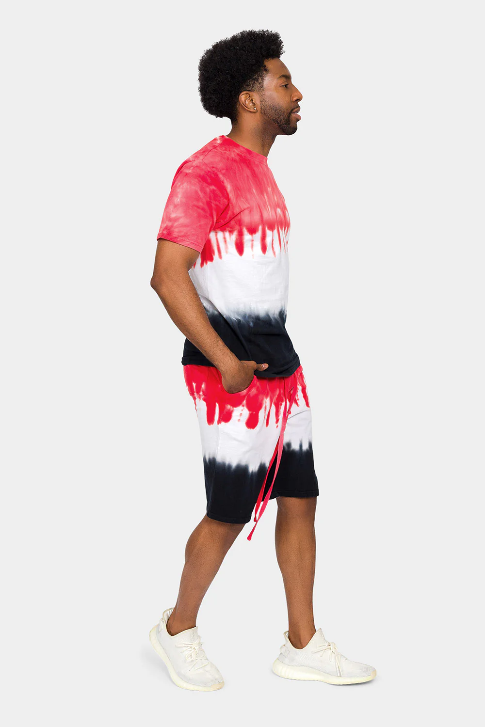 Colorblock Tie Dye Cotton Shirt Shorts Set - Image 4