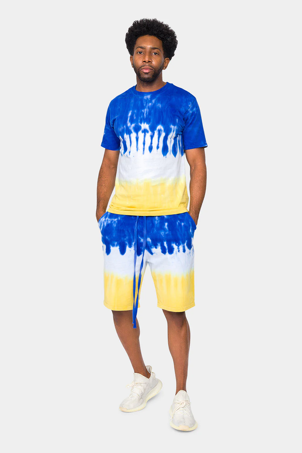 Colorblock Tie Dye Cotton Shirt Shorts Set - Image 7