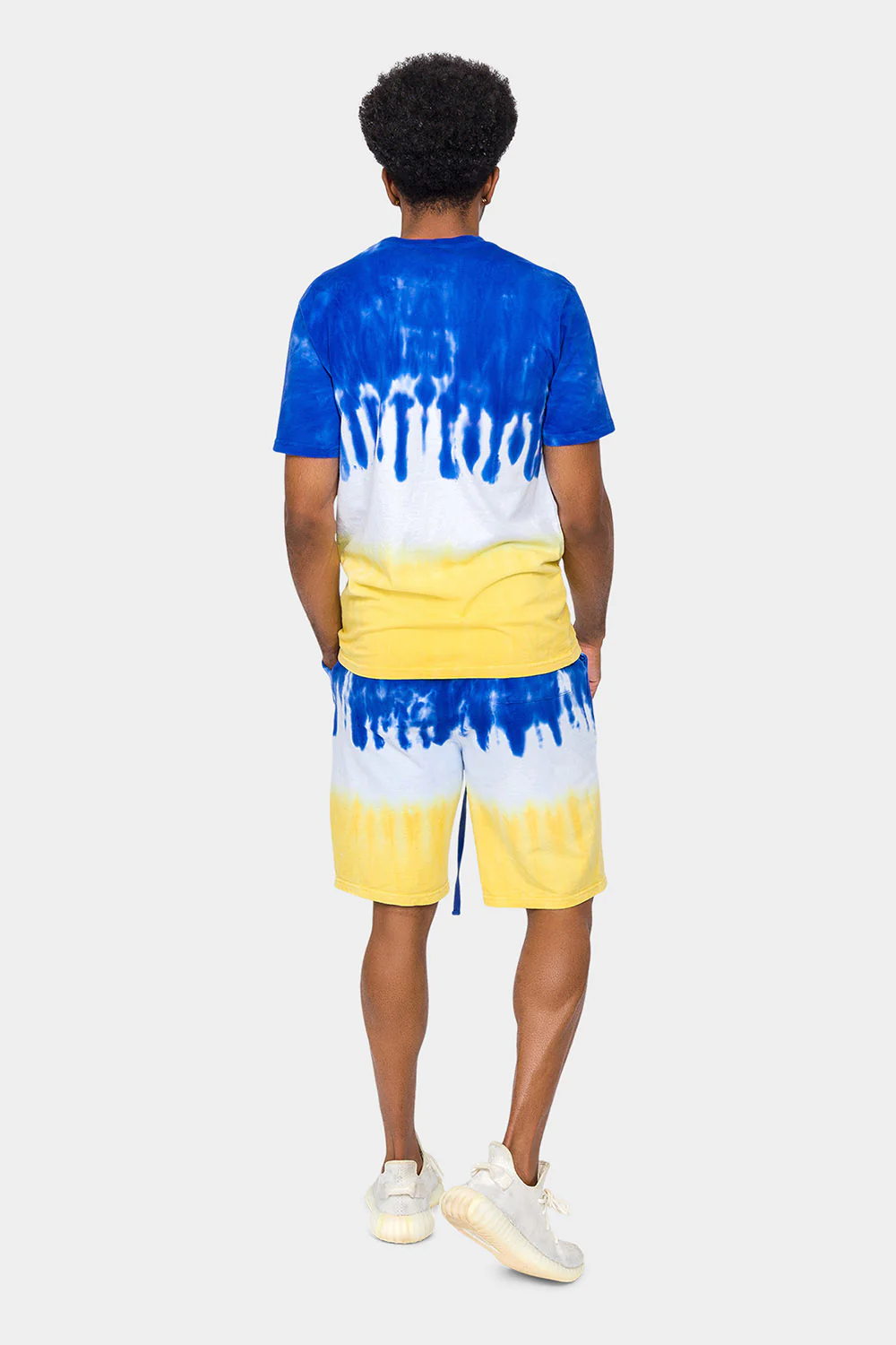 Colorblock Tie Dye Cotton Shirt Shorts Set - Image 9