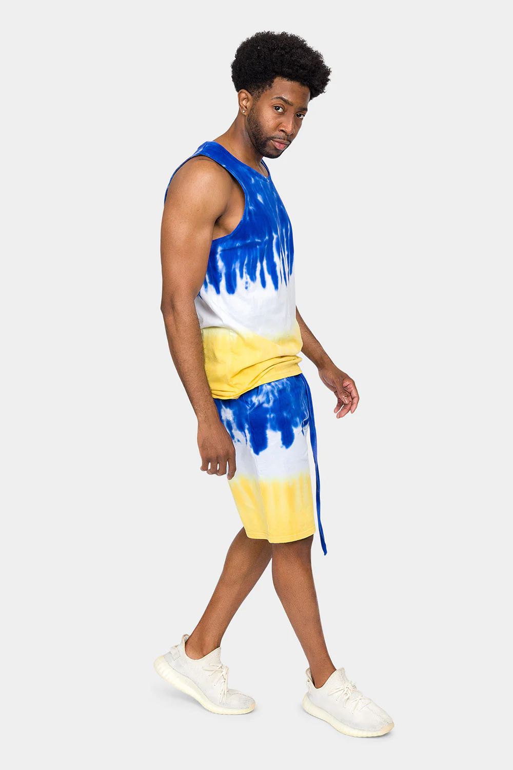 Colorblock Tie Dye Cotton Tank Top Shorts Set - Image 10