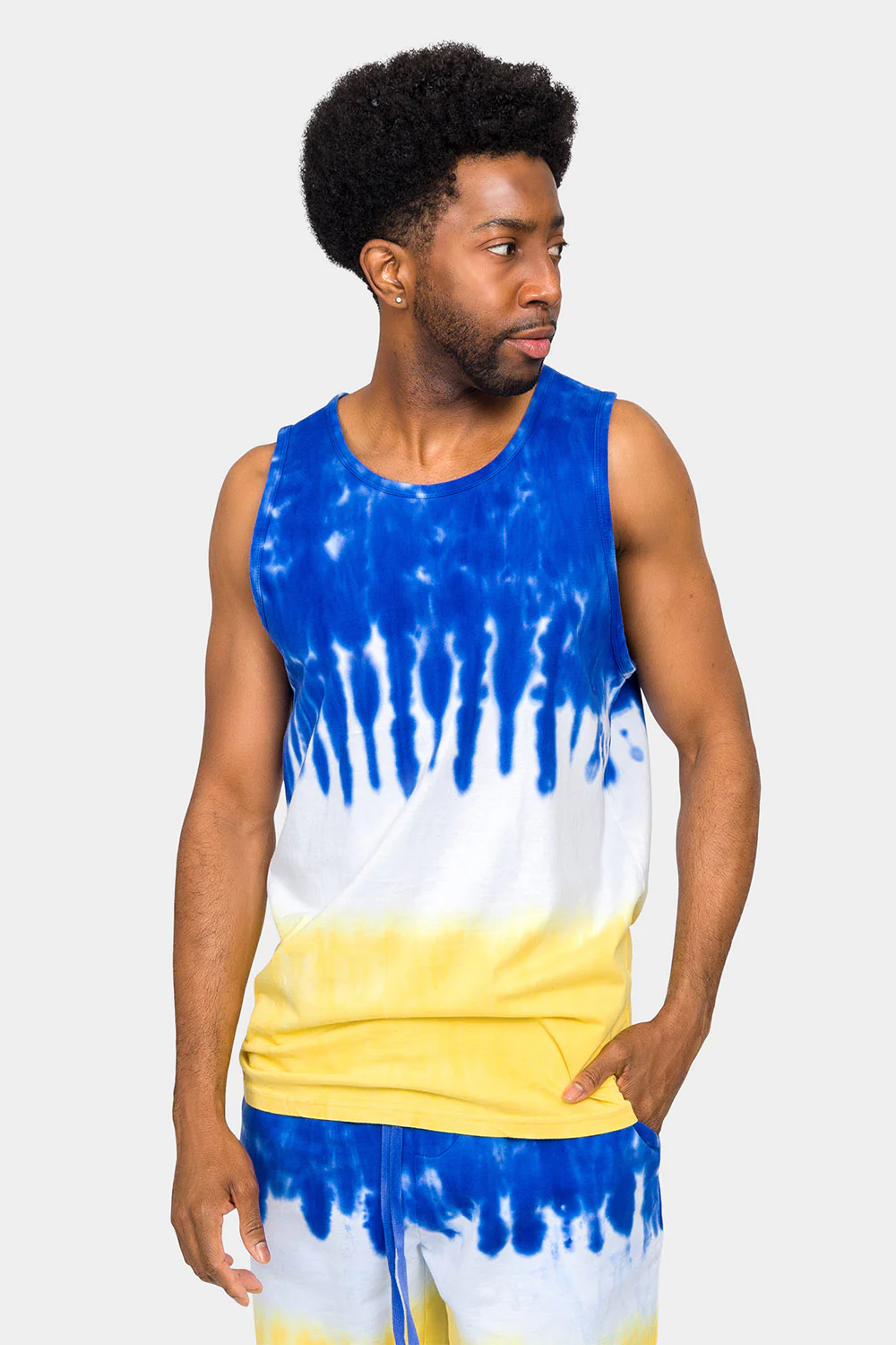 Colorblock Tie Dye Cotton Tank Top Shorts Set - Image 11