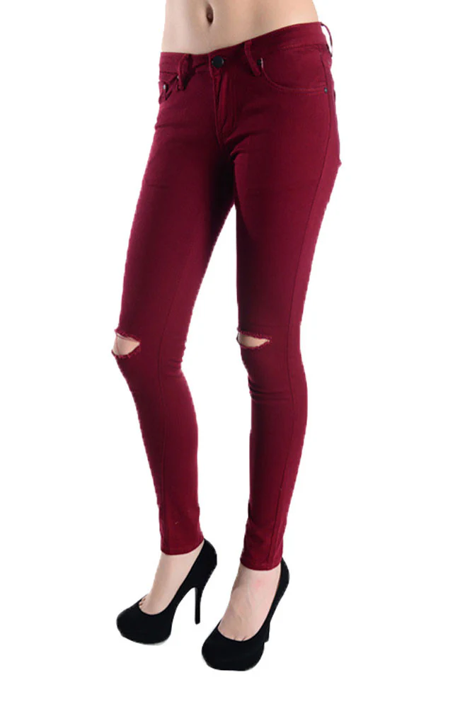 Colored Cut Skinny Fit Jeans - Image 10