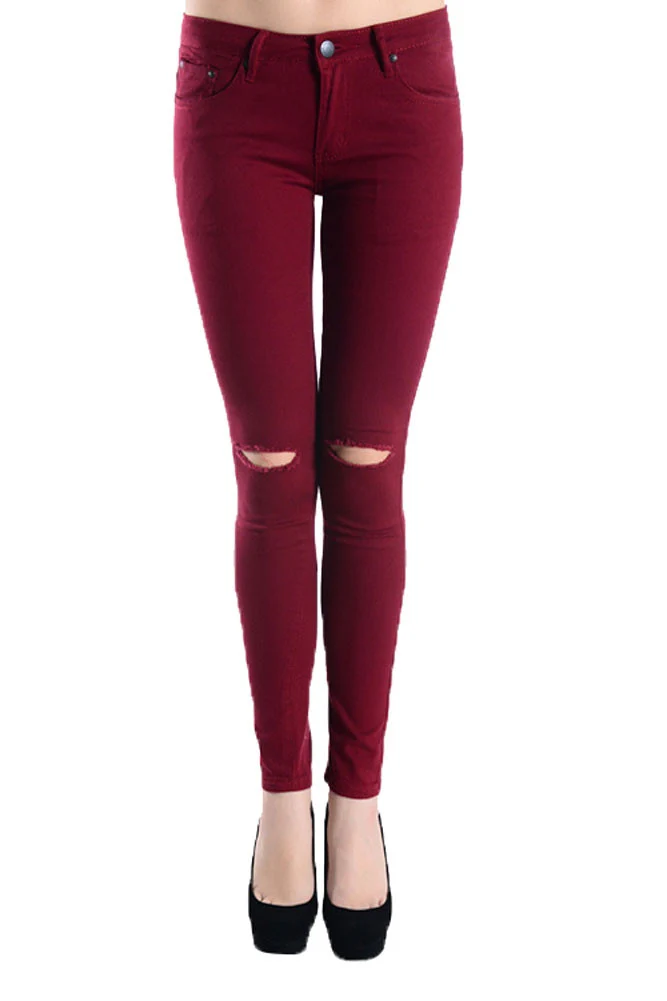 Colored Cut Skinny Fit Jeans - Image 9
