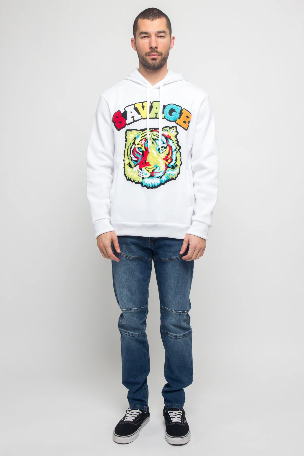 Colorful Chenille Patched Savage Tiger Hoodie - Image 11