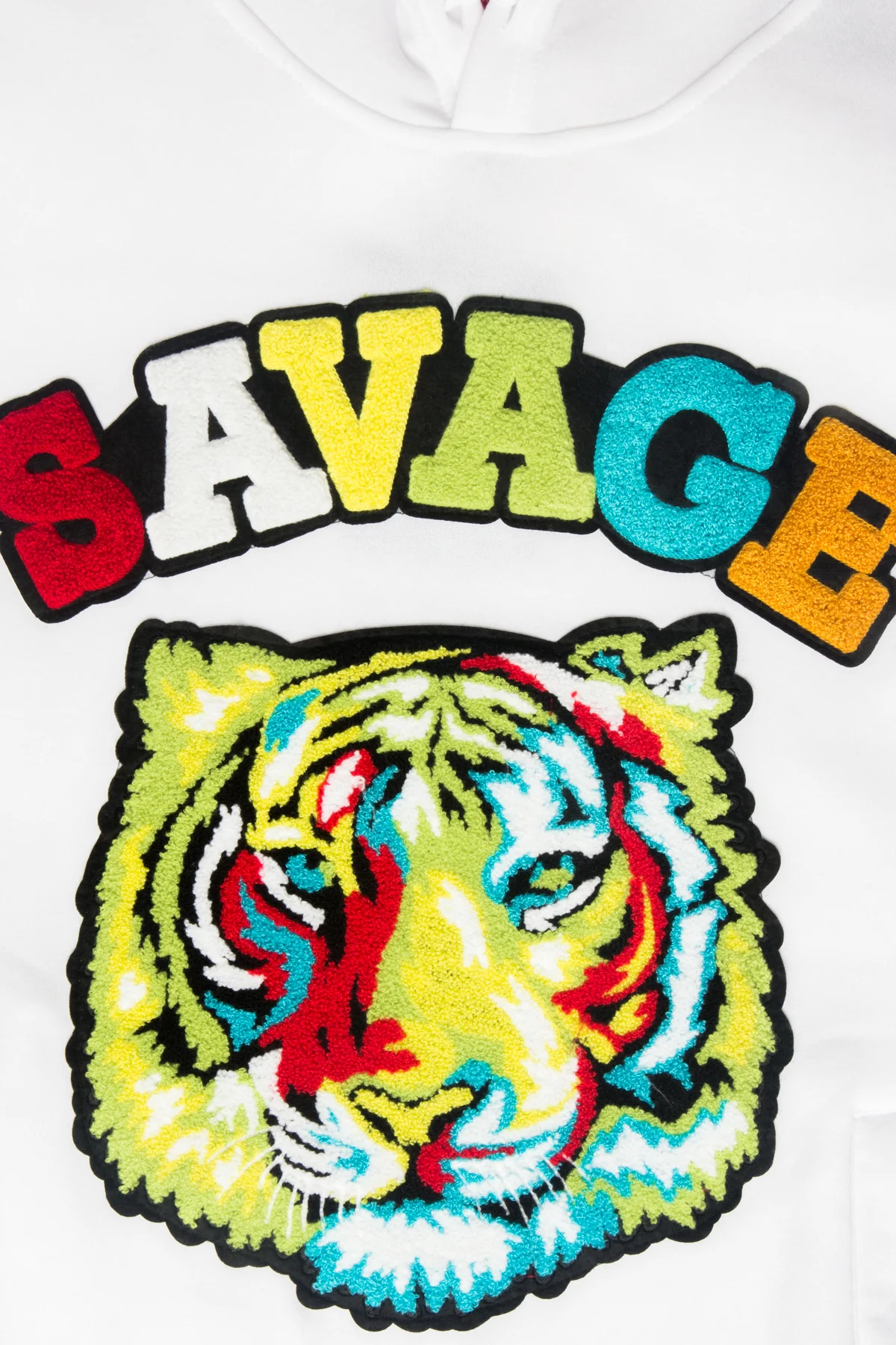 Colorful Chenille Patched Savage Tiger Hoodie - Image 12