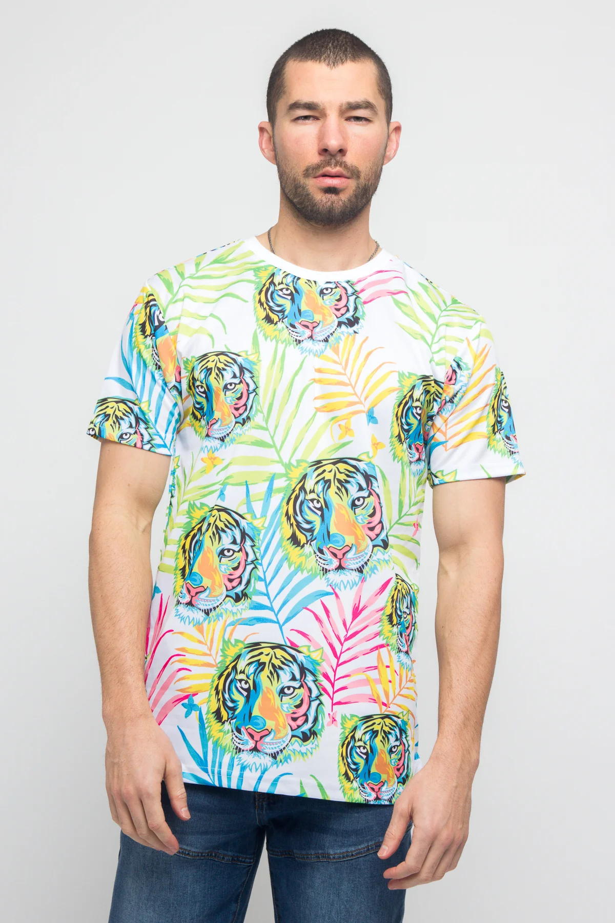 Colorful Floral Tiger T-Shirt - Image 2