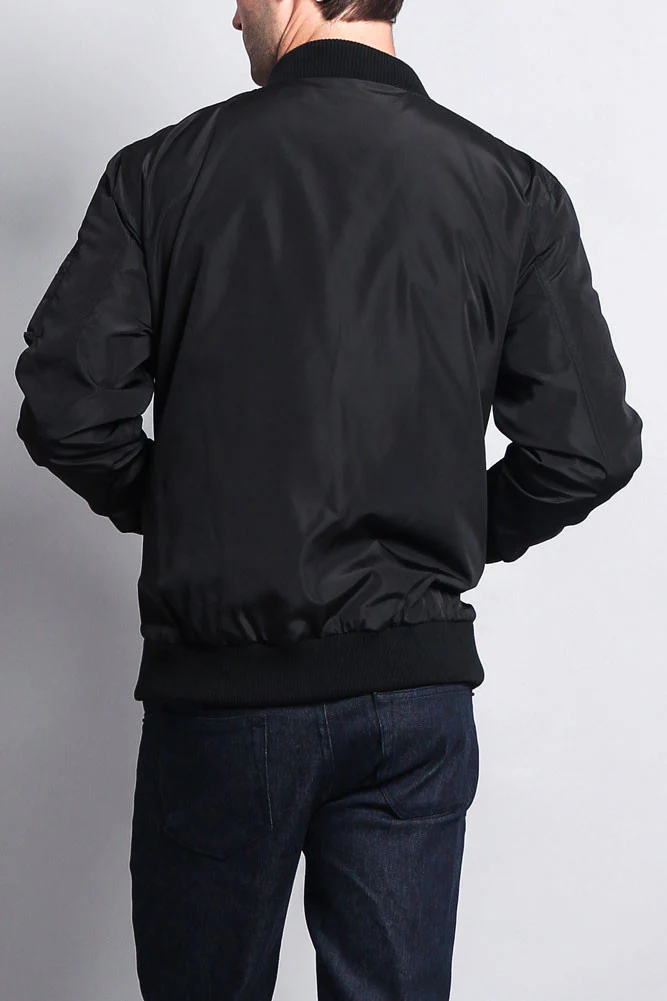 Contrast Lightweight Bomber Flight Jacket - Image 17