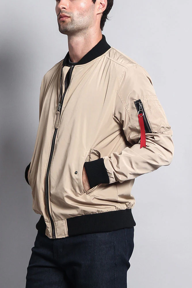 Contrast Lightweight Bomber Flight Jacket - Image 26