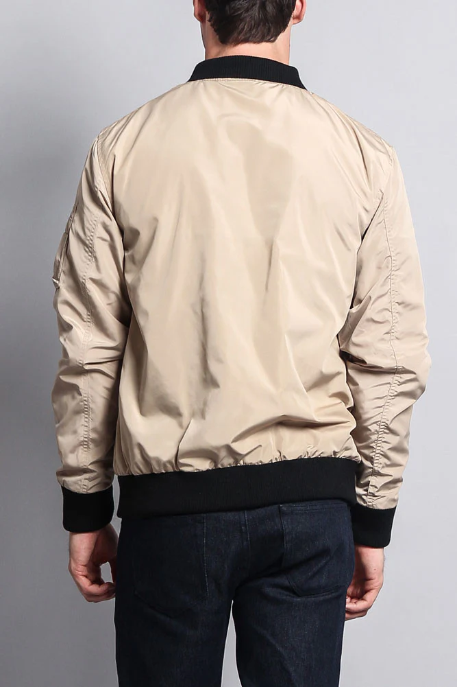 Contrast Lightweight Bomber Flight Jacket - Image 27