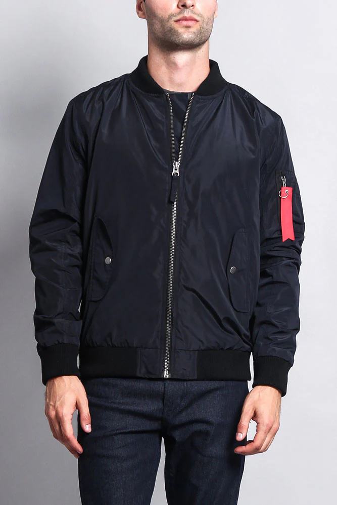 Contrast Lightweight Bomber Flight Jacket - Image 31