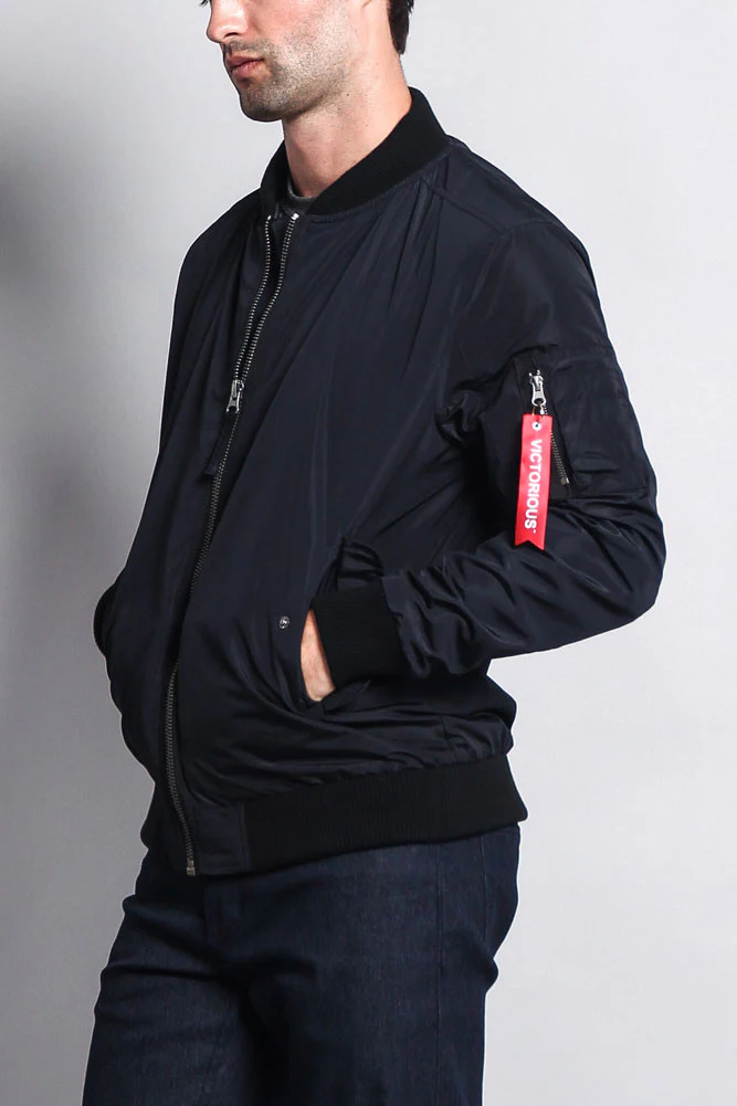 Contrast Lightweight Bomber Flight Jacket - Image 32
