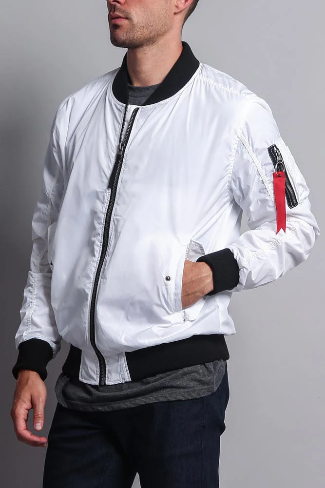 Contrast Lightweight Bomber Flight Jacket - Image 4