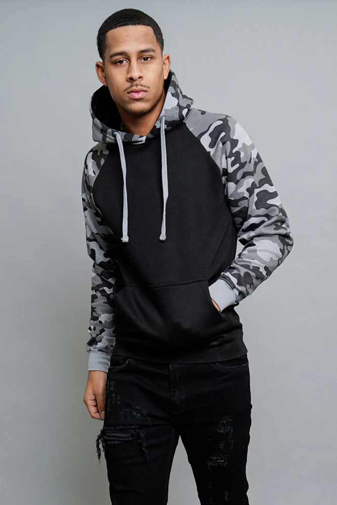 Contrast Raglan Sleeve Pullover Hoodie - Image 107