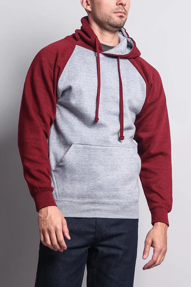 Contrast Raglan Sleeve Pullover Hoodie - Image 11