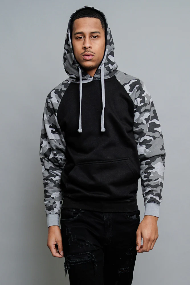 Contrast Raglan Sleeve Pullover Hoodie - Image 110