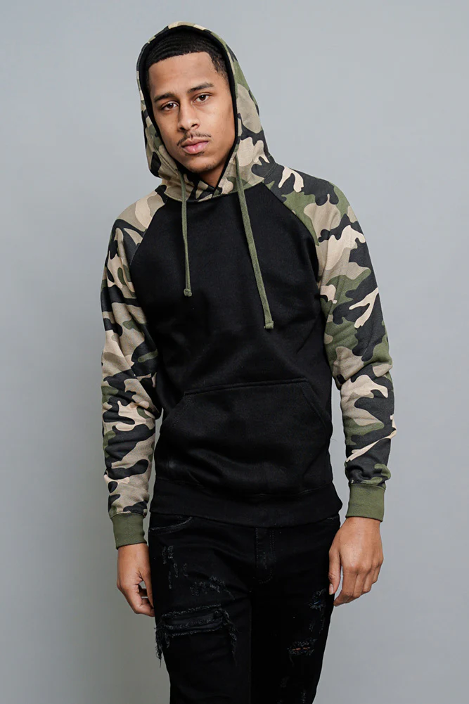 Contrast Raglan Sleeve Pullover Hoodie - Image 112