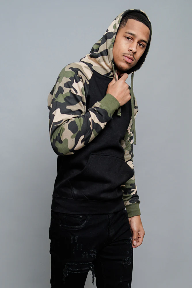 Contrast Raglan Sleeve Pullover Hoodie - Image 115