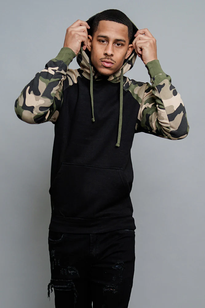 Contrast Raglan Sleeve Pullover Hoodie - Image 116