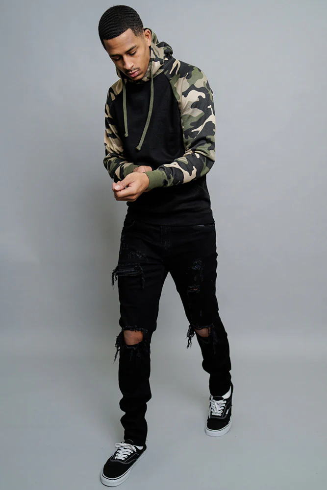 Contrast Raglan Sleeve Pullover Hoodie - Image 117