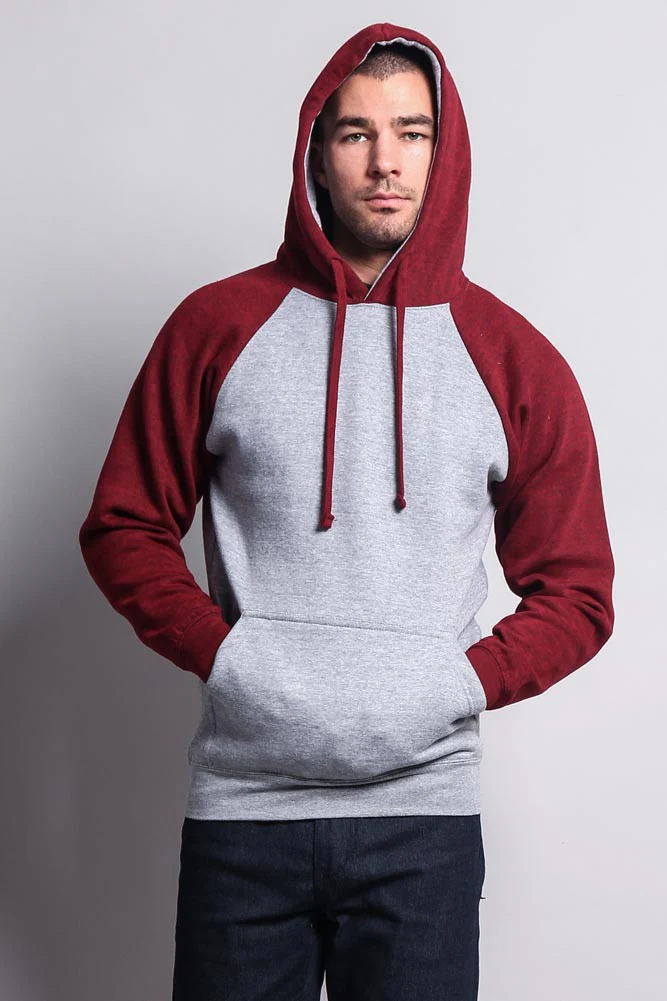 Contrast Raglan Sleeve Pullover Hoodie - Image 12
