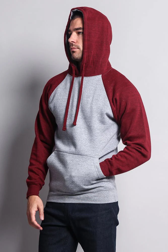 Contrast Raglan Sleeve Pullover Hoodie - Image 13