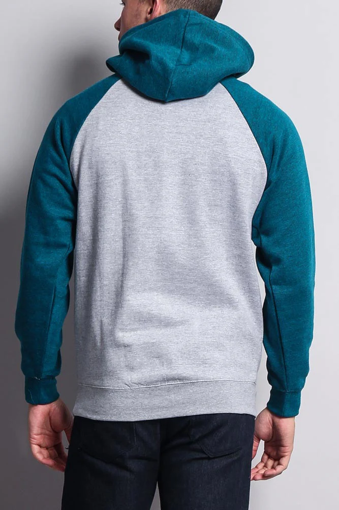 Contrast Raglan Sleeve Pullover Hoodie - Image 17