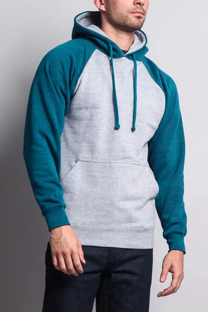 Contrast Raglan Sleeve Pullover Hoodie - Image 18