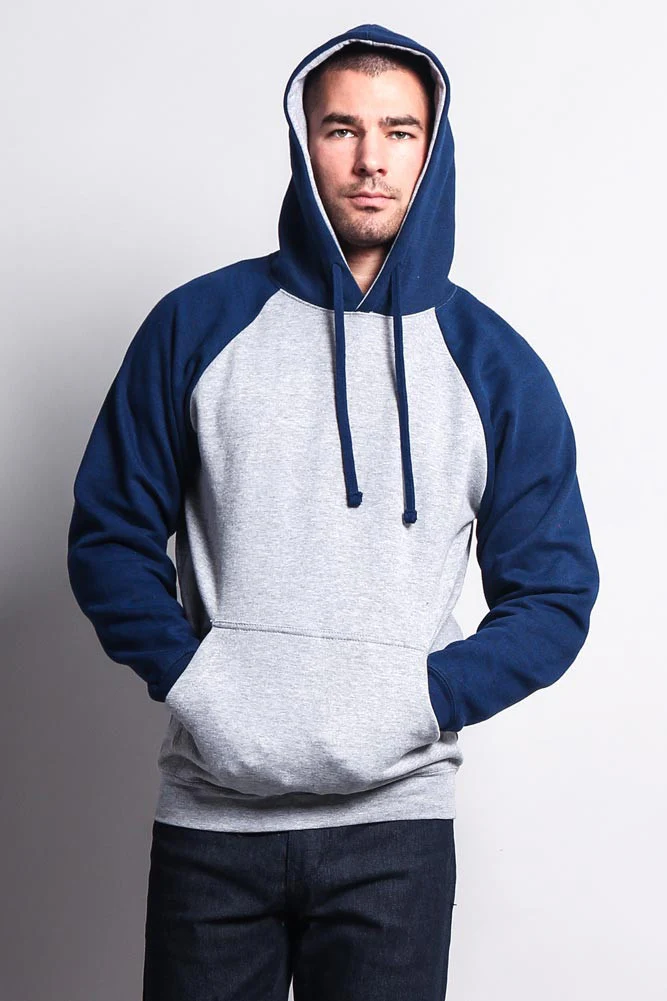 Contrast Raglan Sleeve Pullover Hoodie - Image 26