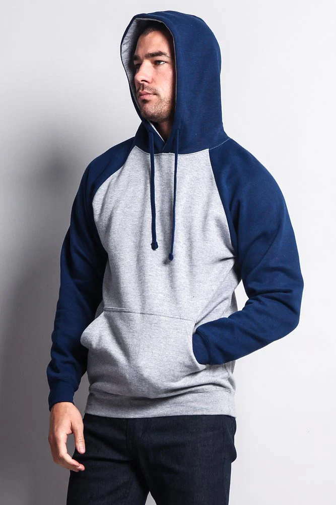 Contrast Raglan Sleeve Pullover Hoodie - Image 27