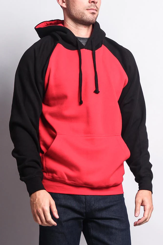 Contrast Raglan Sleeve Pullover Hoodie - Image 46