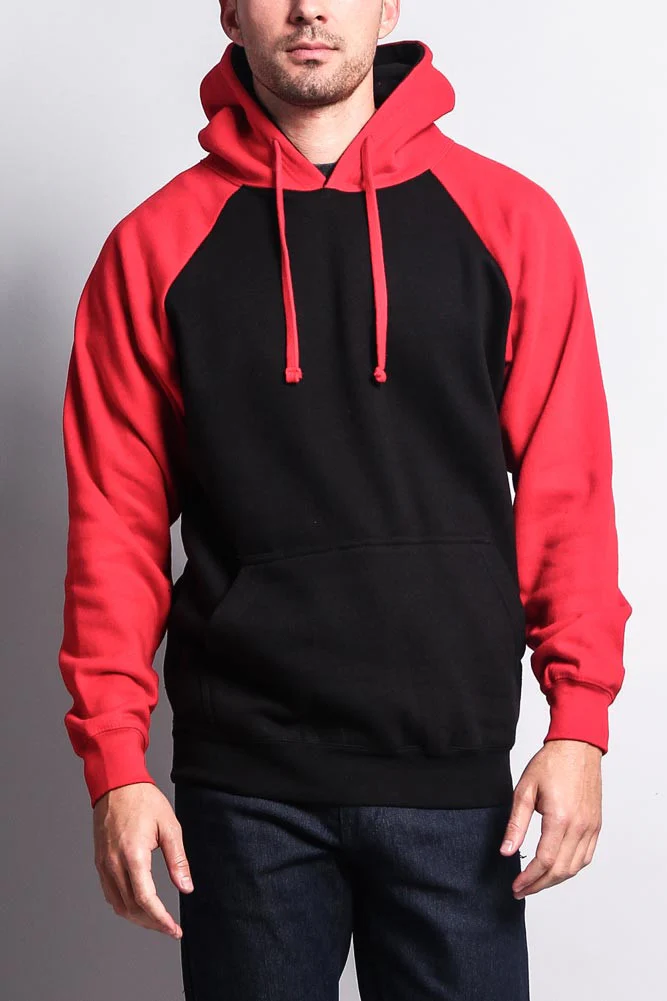 Contrast Raglan Sleeve Pullover Hoodie - Image 57