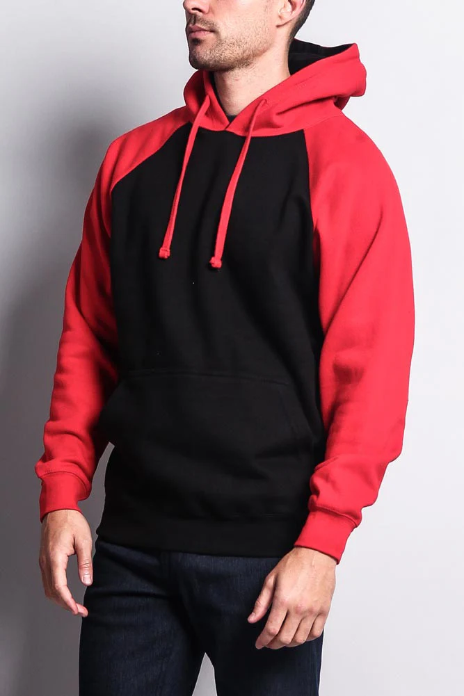 Contrast Raglan Sleeve Pullover Hoodie - Image 58