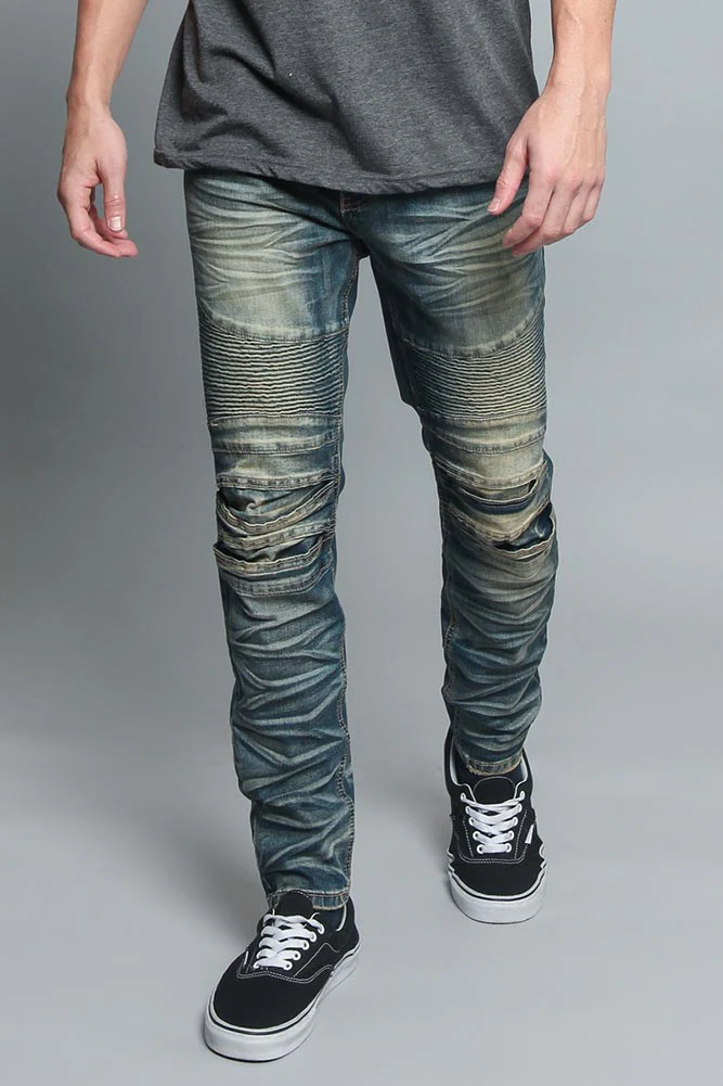 Creased Biker Denim Jeans - Image 10