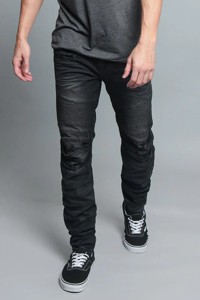 Creased Biker Denim Jeans - Image 11